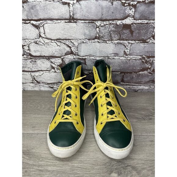 RENZO DERBY Elijah John Yarra (PH) Aevolo Green Leather Yellow Lace Sneakers 40 - Picture 13 of 16